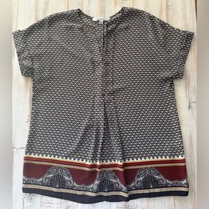 Max Studio Brown and White Geometric Top